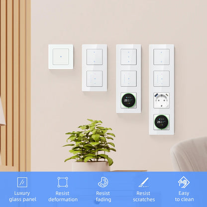 AVATTO Tuya WiFi Smart Licht Schalter Motorisierte Jalousien Shutter Vorhang Schalter Touch Glas Schalter Funktioniert Mit Alexa Google Hause.
