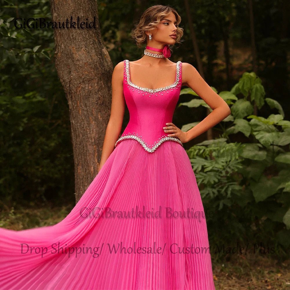 GiGiBraut Charmante A-Linie Abendkleider für Frauen Schatz Strass Falten Tüll Partykleid Vestidos De Fiesta Maßgeschneidert.