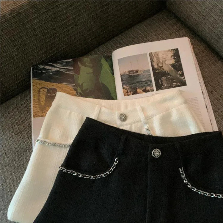 Fashion Tweed High Waist Women Shorts Autumn Winter Slim Office Woolen Black Shorts Women