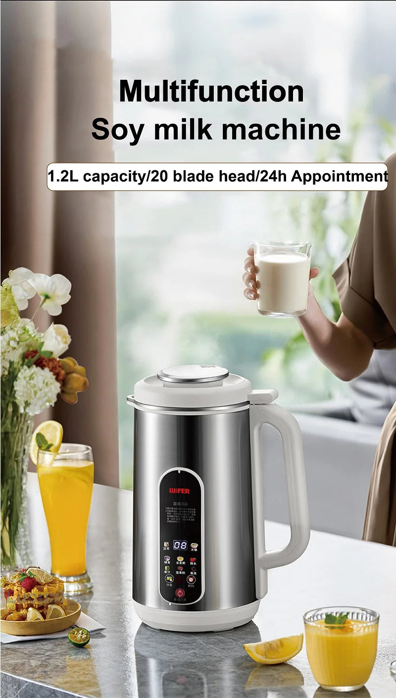 110V/220V Soy Milk Machine Electric Juicer Multifunctional Wall Breaking Machine Kitchen Auto Heating Rice Paste Machine 1200ml.