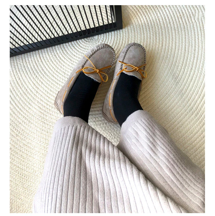 New 100% Natural Wool Genuine Leather Women Flat Winter shoes Women Moccasins Casual Loafers Plus Size Winter shoes
