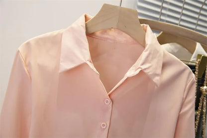 Spring Autumn Casual Chiffon Shirt Women Shirts Fashion Female Long Sleeve Loose Solid Blouse Tops Office Lady Shirts.