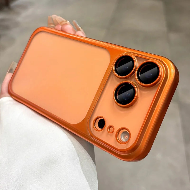 Plating Frosted Translucent Thin Phone Case For iPhone 17 Pro Max 17 Pro 17 Air 17 Series Official Cosmic Orange Bumper Cover.