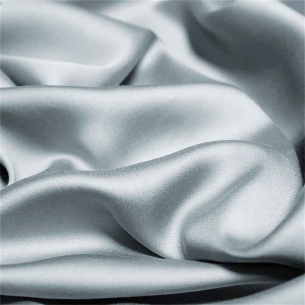 Liv-Esthete Noble 100% Silk Bedding Set Blue Gray Summer Duvet Cover Pillow Case Bed Sheet Quilt Cover Double King Queen Sets.