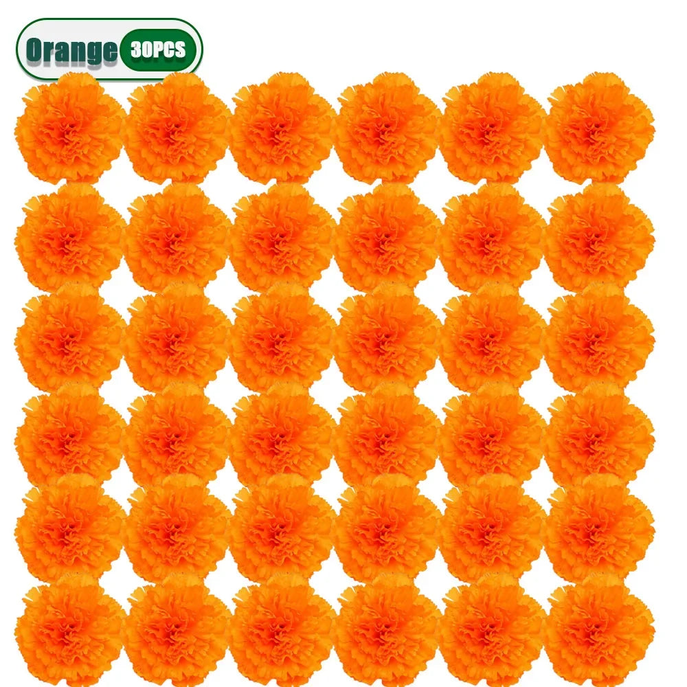 2,17 Zoll mexikanische Ringelblume künstliche Blumen Tag der Toten DIY Girlande String Halloween Diwali Party Home Outdoor Dekoration.