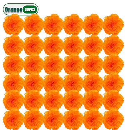 2,17 Zoll mexikanische Ringelblume künstliche Blumen Tag der Toten DIY Girlande String Halloween Diwali Party Home Outdoor Dekoration.