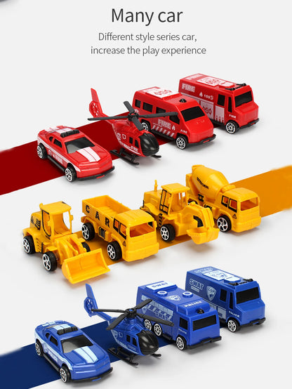 Parking Track Car Children Toys Police Cars Fire Engines Engineering Vehicle Ramp Road Construction Inertial Sliding Track Games.