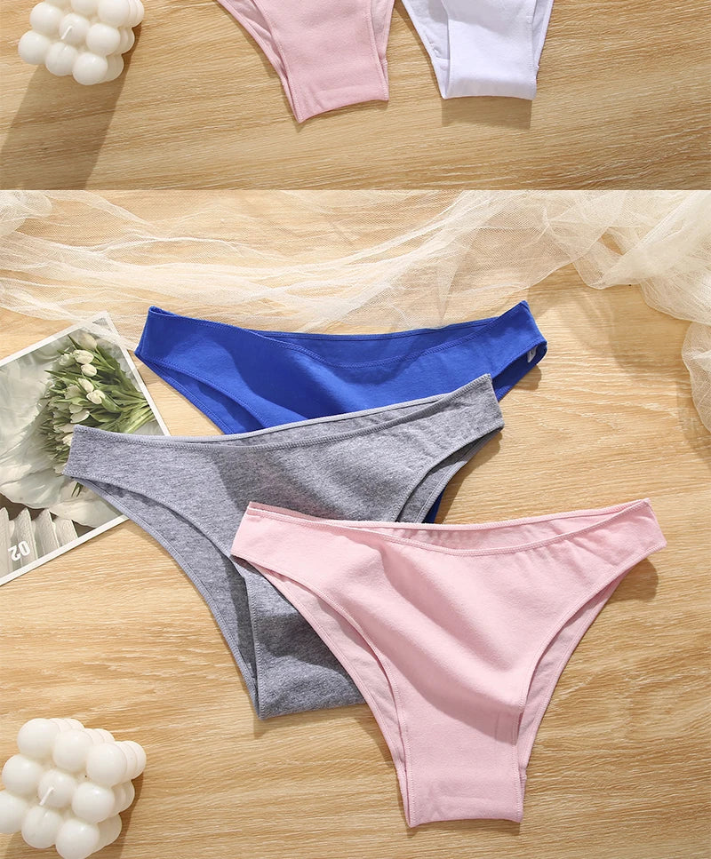 FINETOO 5PCS/Set M-XXL Panties Women Cotton Lingerie Woman Underwear Sexy Femme Underwear Girls Underpant Panty 7 Solid Colors.