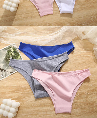 FINETOO 5PCS/Set M-XXL Panties Women Cotton Lingerie Woman Underwear Sexy Femme Underwear Girls Underpant Panty 7 Solid Colors.