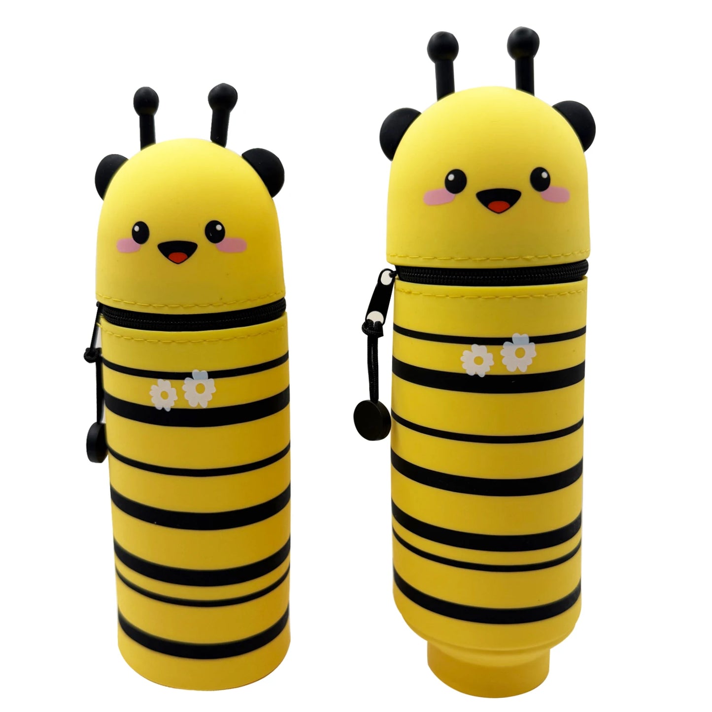 Niedliches Tier-Federmäppchen, 2-in-1-Federmäppchen mit Reißverschluss-Stifthalter, weiches Silikon-Federmäppchen, geeignet für das Schulbüro.