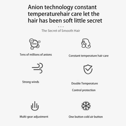 High-speed negative ion hair dryer Professional thermostatic leafless hair dryer Powerful household negative ion hair dryer