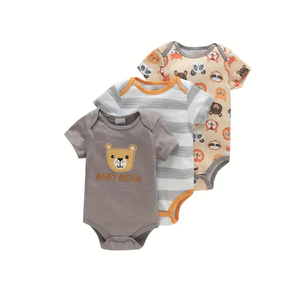 3PCS Infant Baby Nette Grafik einteilige Kleidung Für Jungen Und Mädchen, Neugeborenen Reine Baumwolle Sommer Strampler neugeborene kleidung.