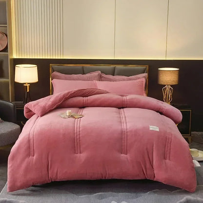 Winter Quilt Blanket Double Sided Velvet Lamb Cashmere Double Bed Quilts King Queen Full Size Bed Duvet Thicken Comforter Core