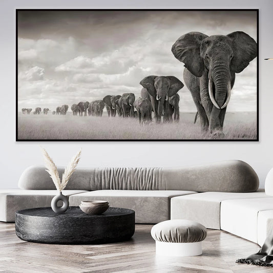 Walking Elephant Home Decoration Canvas Painting Modern Light Luxury Living Room Wall Art Posters High End Picture Print Artwork.