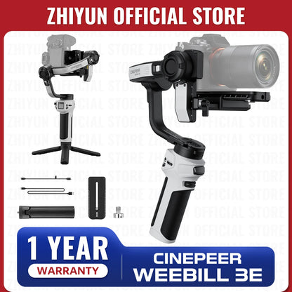 ZHIYUN Official CINEPEER WEEBILL 3E Camera Stabilizer Handheld Gimbal 3-Axis Cameras Gimbals for DSLR Mirrorless Cameras.