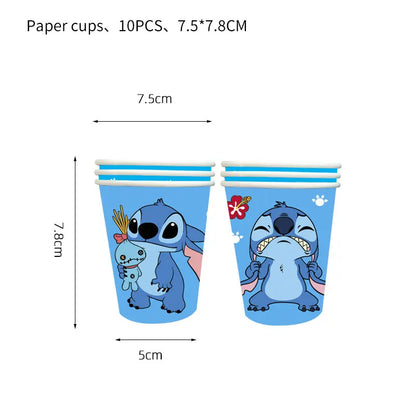 Disney Stich Geburtstag Dekorationen Einweg Geschirr Teller Serviette Stroh Tischdecke Folie Ballon Party Liefert Kinder Geschenke