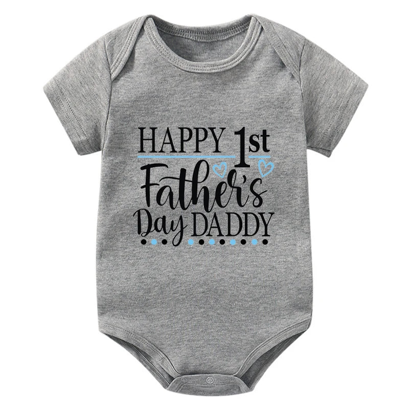 Happy 1st Vatertag Papa Druck neugeborenes Baby Jungen Mädchen Stram pler Kleidung Kleinkind Sommer Kurzarm Body Väter Tag Geschenke.