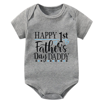 Happy 1st Vatertag Papa Druck neugeborenes Baby Jungen Mädchen Stram pler Kleidung Kleinkind Sommer Kurzarm Body Väter Tag Geschenke.