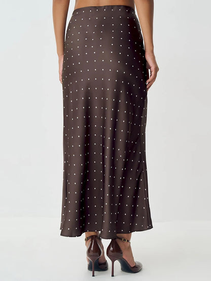 Blifanbo  Polka Dot High Waist Midi Skirt For Women Stain Slim Elegant Bodycon Midi Skirt Autumn fashion Female Skirt Streetwear.