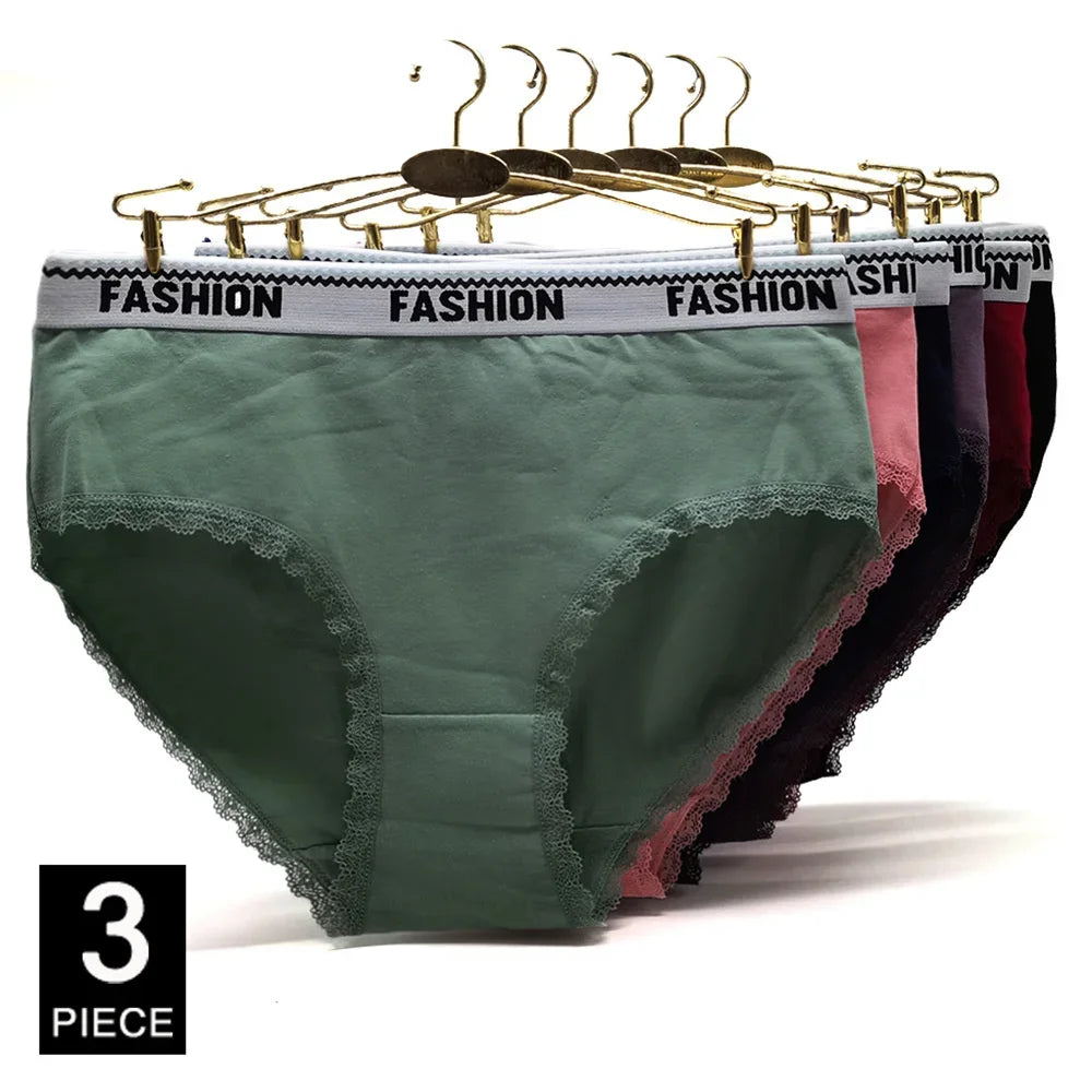 Women Briefs Cotton Panties Plus Size Underwear Woman Knickers Lady Lingerie Girl intimate Large 3 Pieces/lot.