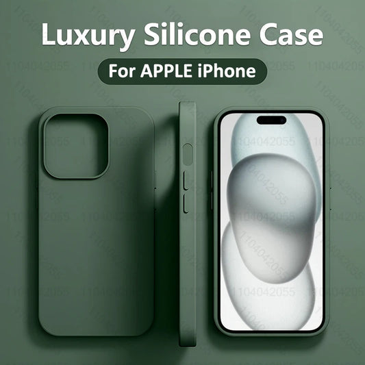 Luxury Liquid Silicone Phone Case for APPLE iPhone 11 13 12 14 15 16 Pro Max Cases for iPhone 15 Plus Shockproof Protector Cover.