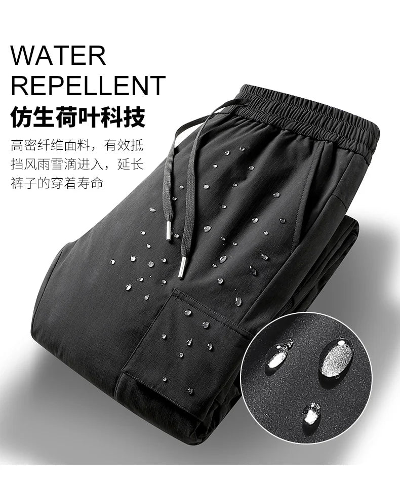 Winter Down Pants Men's Casual Waterproof Zipper Pocket Thick 90% Duck Down Cargo Pants Male Jogger Outdoor Warm Sports Pants.