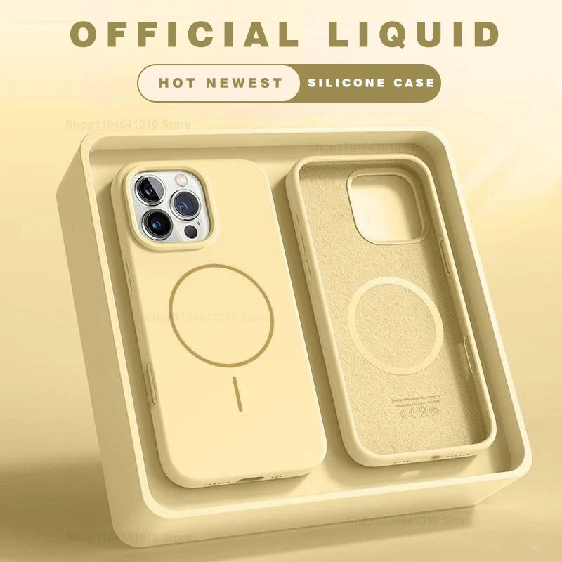 Magnetic Phone Case For iPhone 15 14 16 Plus 11 12 13 17 Pro Max Shockproof Silicone Cover Magsafe Wireless Charge Phone Cases.