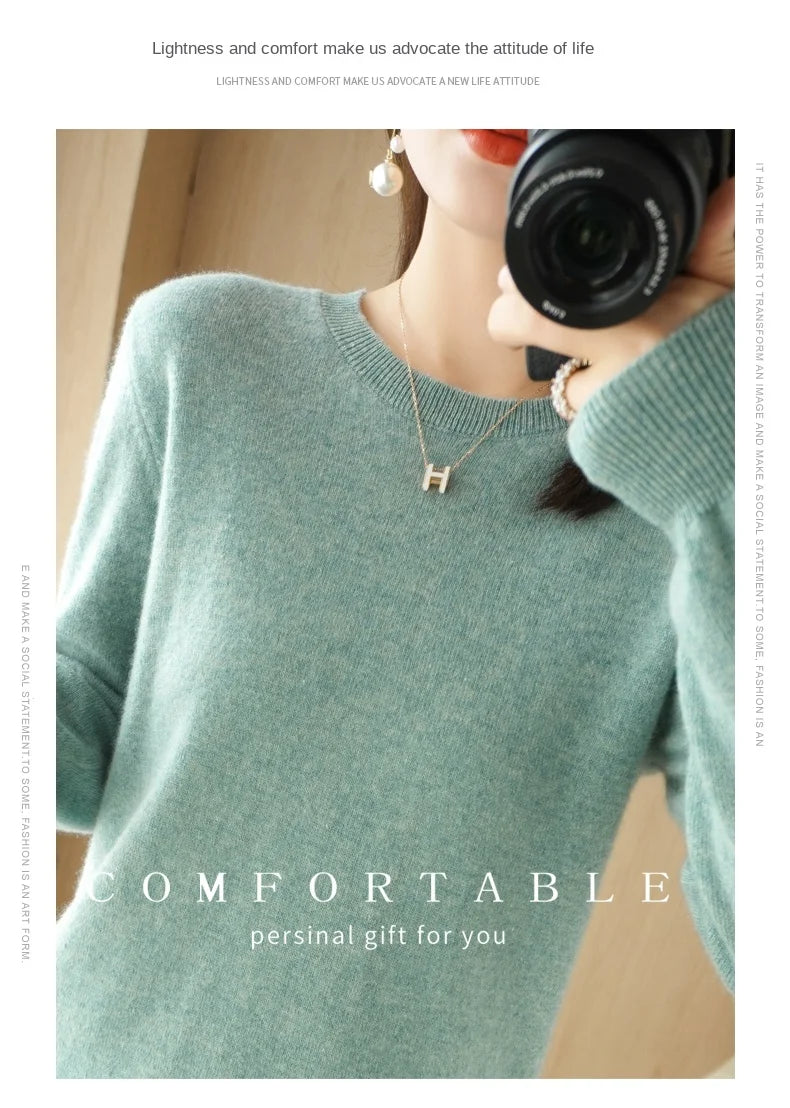 Herbst Winter frauen Pullover Oansatz Kaschmir Solide Pullover Schlank Bodenbildung Shirt Langarm Casual Grundlegende Pull Femme Pullover