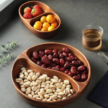 Solid Wood Tray Acacia Wood Premium Kung Fu Tea Small Tray Fruit Snacks Nuts Dessert Plate Desktop Storage Tableware.