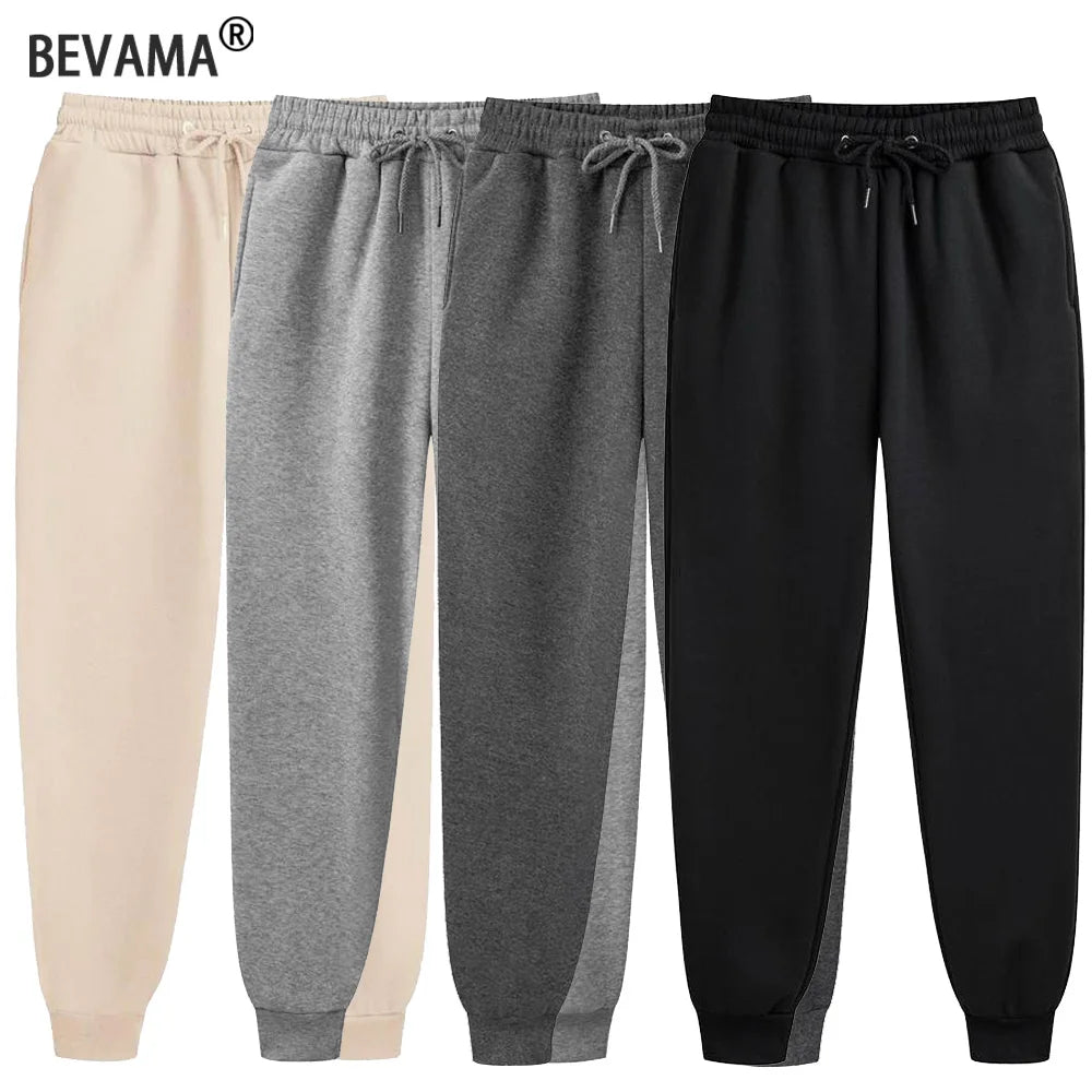 Mens Casual Pants Autumn Winter Fleece Sweatpants Men Running Jogger Sports Gym Trousers Fashion Solid Color Workout Long Pants.