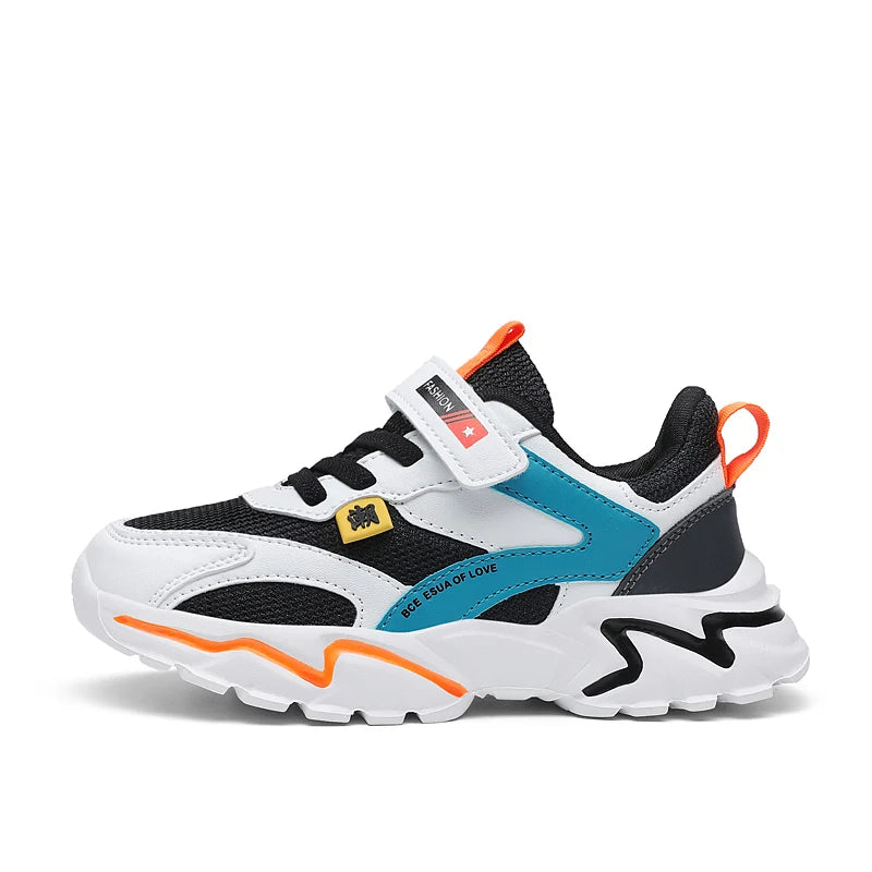 Kid Sneakers Sport Shoes for Boys Fashion Leather Children Breathable Mesh Comfort Shoes Casual Walking Outdoor Running Shoes.