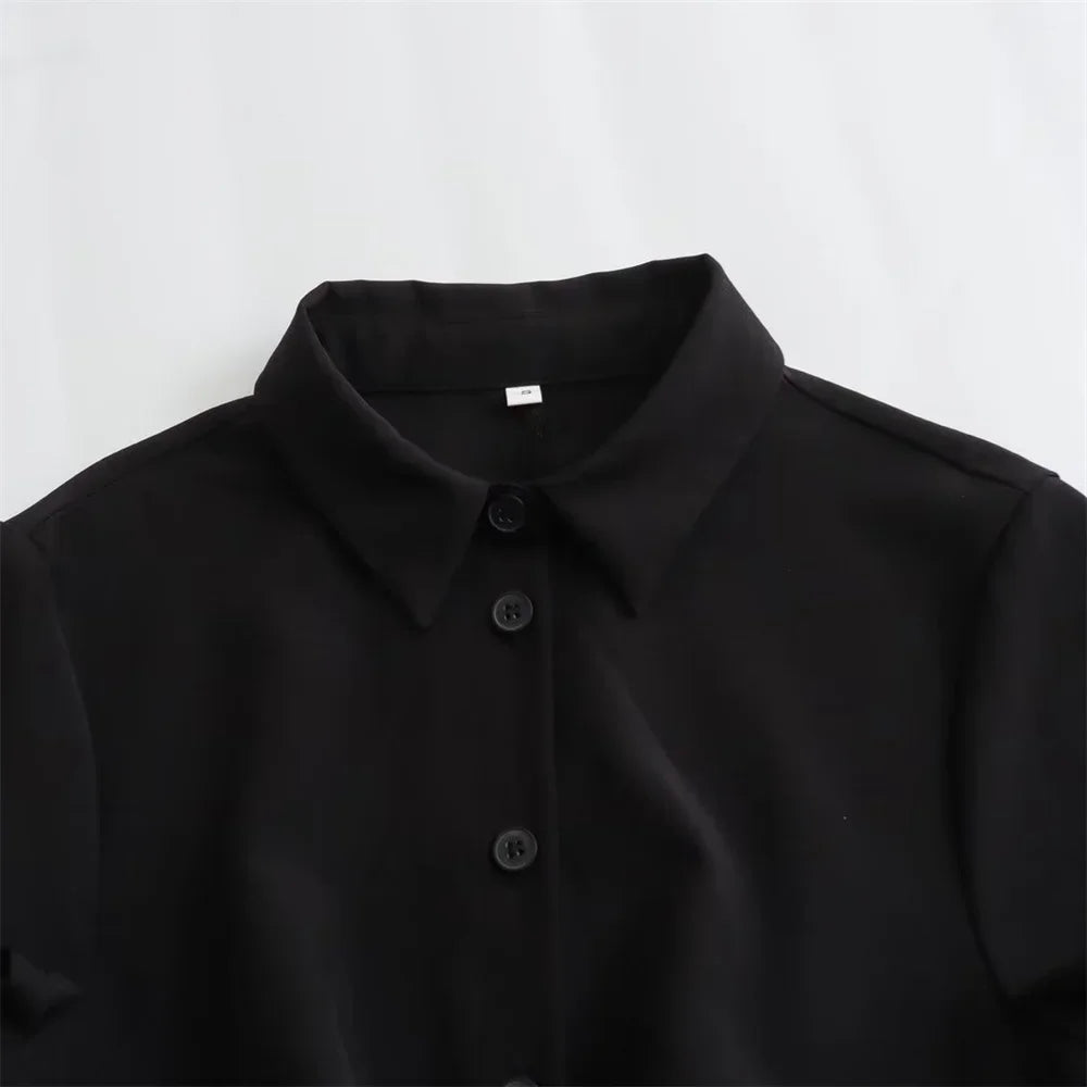 Msnoloa 2024 sunmer neues Produkt Damenmode lässig Polo kragen kurz ärmel iges Hemd Stil Mini kleid.