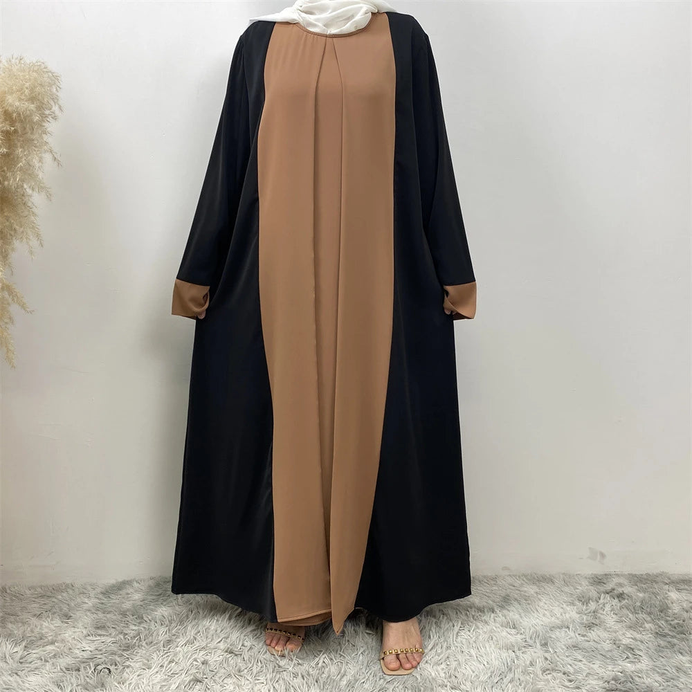 Ramadan Eid Muslimischen Abaya Dubai Luxus Spleißen Gefälschte Zwei Stücke Abayas Für Frauen Kaftan Modest Kleid Islam Kaftan Marocain Femme