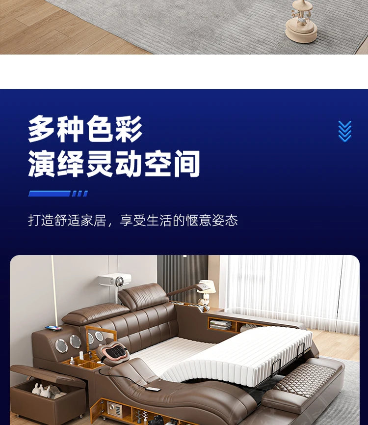 Nordic Multifunktions Doppelbett Seite Von Seite Leder Luxus Kingsize Bett Rahmen Plattform Holz Design Lit Schlafzimmer Set Möbel