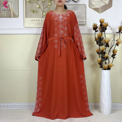 2025New High-Quality Dubai Muslim Abaya for Women Dress Islamic Turkey Femme Clothing Long Sleeve Loose African Dress With Scarf.