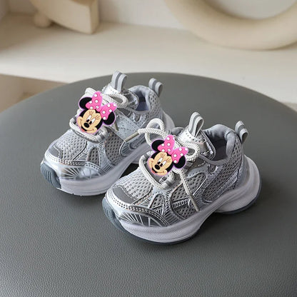 Disney Mickey Mouse Girl Sports Shoes Spring Autumn Soft Sole Sneakers Children Casual Shoes Boy cute Breathable Running Shoes.