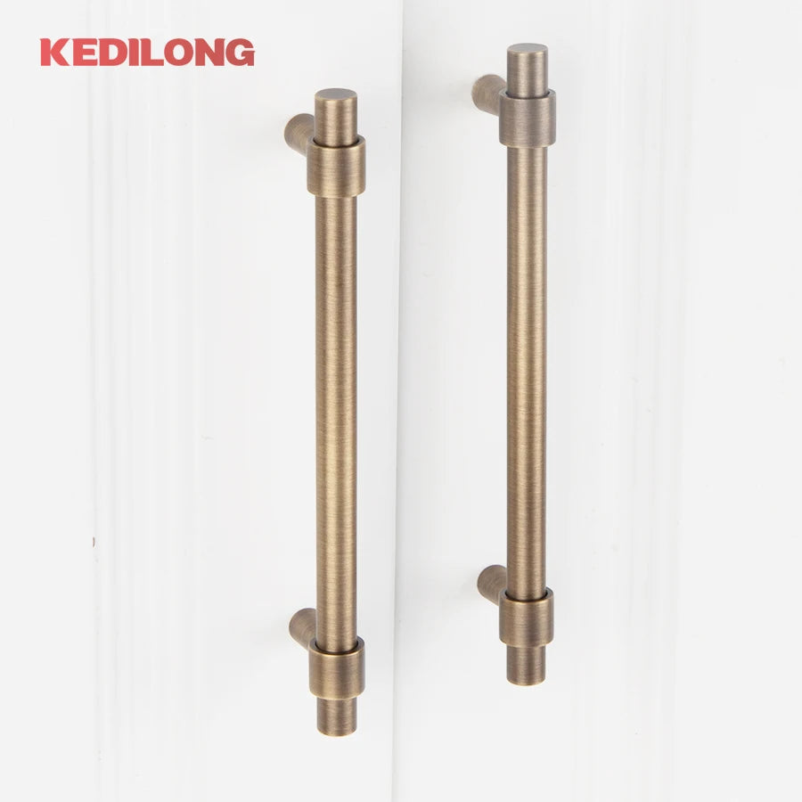 KEDLO Solid Brass Brushed Antique Brass Bronze 500mm Pull Drawer Knobs T Bar Kitchen Cabinet Handle
