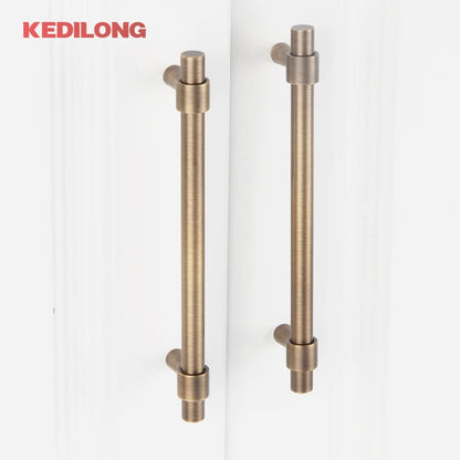 KEDLO Solid Brass Brushed Antique Brass Bronze 500mm Pull Drawer Knobs T Bar Kitchen Cabinet Handle