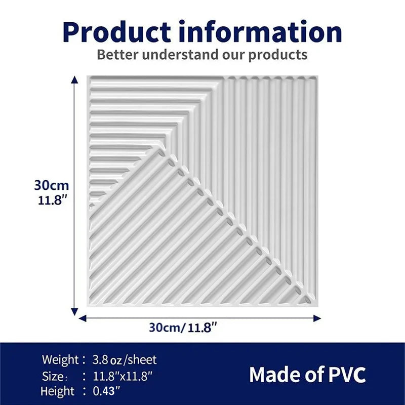 10pcs Diamond Design Decorated 3D Wallpanel, 30cmx30cm Matte White/Black/Golden, Diy Home Decoration Wallboard Wall stickers