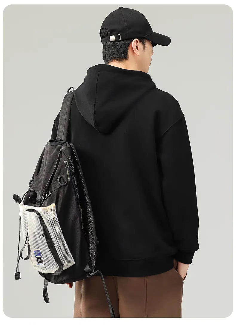 470G-570G HeavyWeight Cotton New Autumn Casual Men's Top Solid Color Loose Pullover Hoodies Sweatshirt Long-Sleeve Men Clothing.