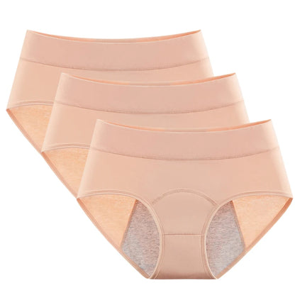 3pcs Cotton Women's Mid Waist Leak Proof Menstrual Panties Female Widen Period Physiological Briefs Lady Ventilate Comfort Panty.