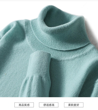 Men's Turtleneck 100% Pure Wool Sweater Men 2024 Autumn and Winter Large Size Loose Knitted Sweater Keep Warm Tops Men Jumper.