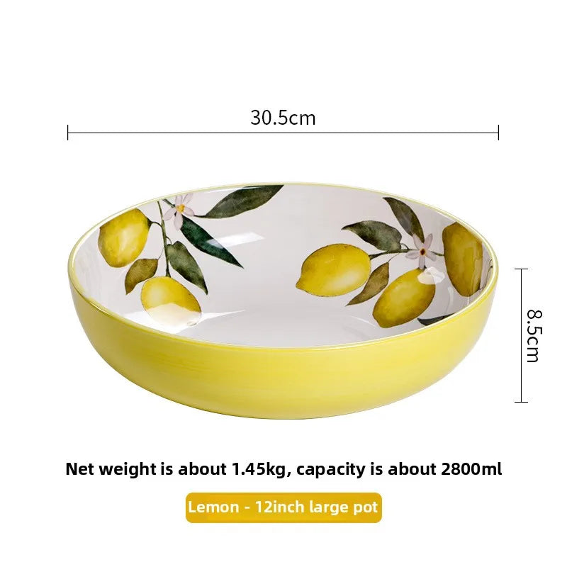 Creative Lemon Plate Ceramic Fruit Dish Ins Style Home Dining Thai Restaurant Tableware.