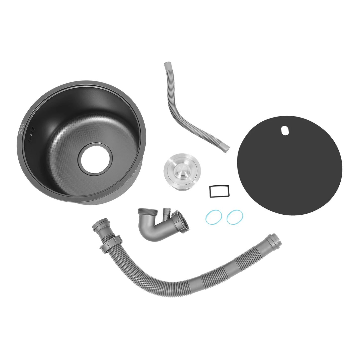 Rundes Küchenspüle aus Edelstahl 304, hitzebeständiges Küchenspüle, Einzelbecken, schnelle Entwässerung zum Geschirrspülen von Gemüse