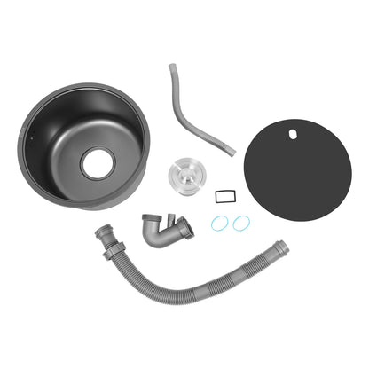 Rundes Küchenspüle aus Edelstahl 304, hitzebeständiges Küchenspüle, Einzelbecken, schnelle Entwässerung zum Geschirrspülen von Gemüse