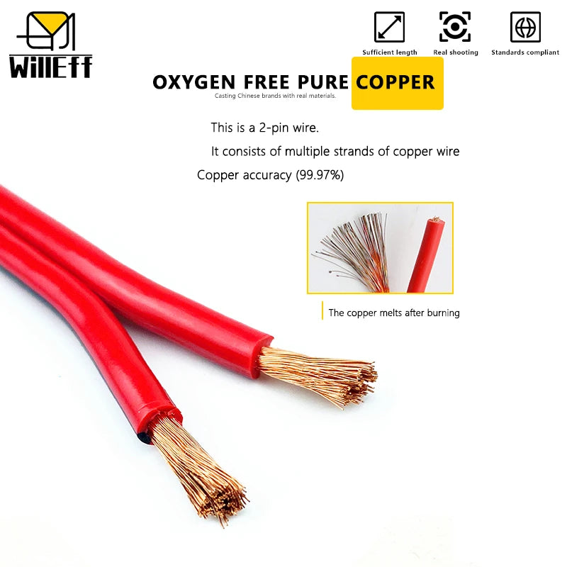 2 pin wire Electric Cable Strand Copper Wire Flat Flexible Cable For Car Light Lamp Speaker Audio Signal 14 16 18 19 20 22 AWG.