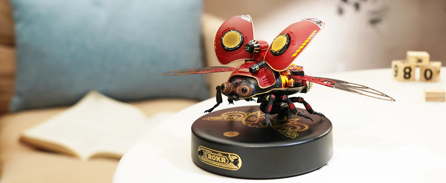 Robotime Rokr Scout Beetle MI02 ABS Metal Punk Style 3D Puzzle Gift for Boys Adults Easy Assembly Mechanical Design DIY Toys.