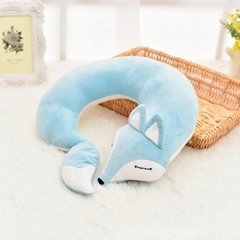 Travel Pillow U Shape Neck Pillow Cute Fox Pillow Hug Sleeping Pillows Ornamental Pillow Office Sleep Pillow 30*30*8CM.