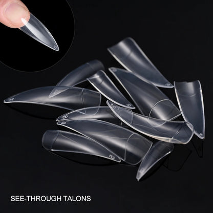 600Pcs Extra Long Hawk Curved Nail Tips Half Cover Eagle Claw Curve False Nails Extension 10 Sizes Bag Packaging for Art Salon *.