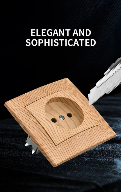 WESA Holzsteckdose, 16 A, EU-Standard, Steckdose, nicht geschliffen, 86 mm x 86 mm, flammhemmende Kunststoffplatten-Wandsteckdose.